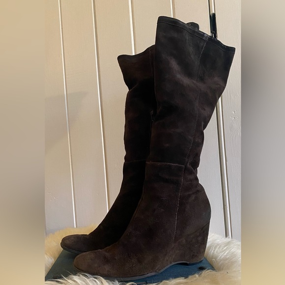 FRANCO SARTO Suede Tall Wedge Boots - Picture 2 of 10